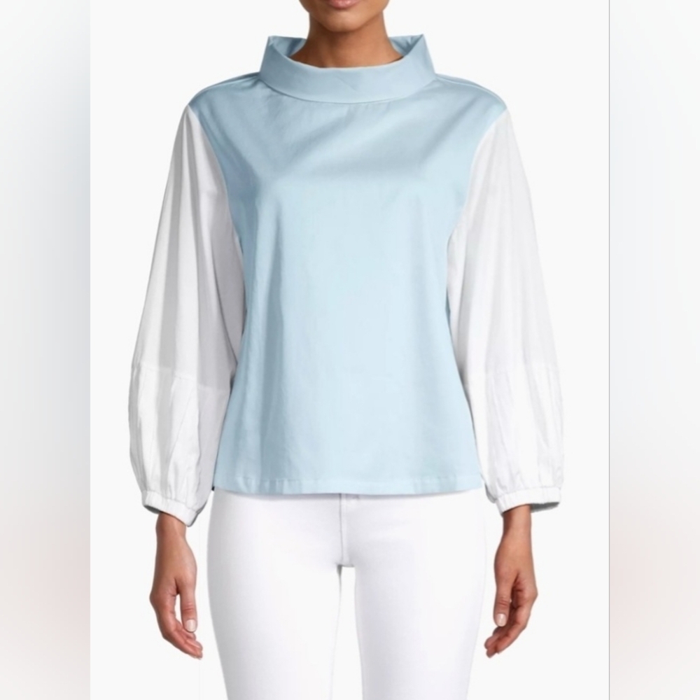 Harshman NWT Women’s Perry Tunic light blue/white blouse size 1X